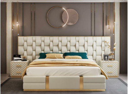 stainless steel Luxury Bed Metal Leather Beds Hotel Chesterfield 180x200