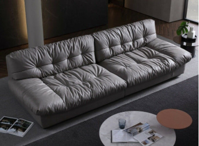 Big xxl Living room Leather Modern Design Sofa Couch 4 Seater Textile