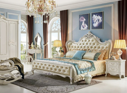 Design Bedroom 6 pcs. Set Bed Bedside table Dressing table Furniture Solid wood
