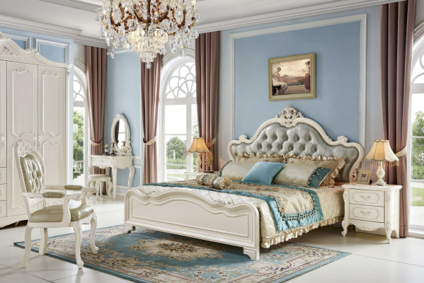 Bedside table Wardrobe Bedroom Set 7 Piece Luxury Bedroom Design Solid wood