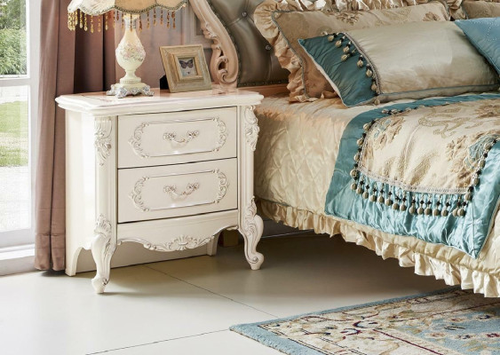 Bedside table Wardrobe Bedroom Set 7 Piece Luxury Bedroom Design Solid wood