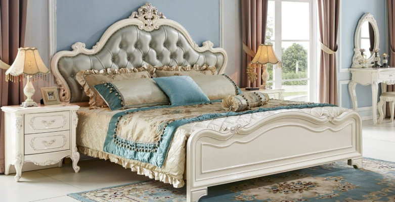 Bedside table Wardrobe Bedroom Set 7 Piece Luxury Bedroom Design Solid wood