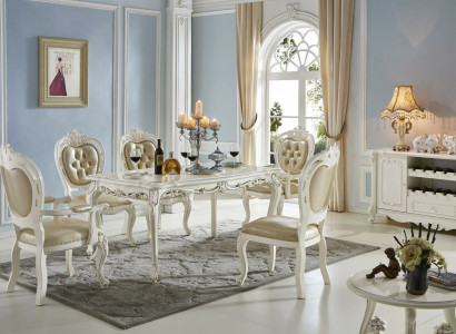 Chesterfield Baroque Style x4 Chair Set Designer Dining Room Leather Chairs