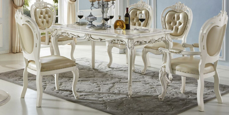 Chesterfield Baroque Style x4 Chair Set Designer Dining Room Leather Chairs