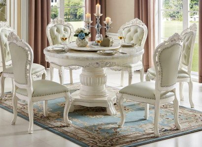 Classic White x4 Chesterfield Chairs Suite Chairs Baroque Style Solid wood set