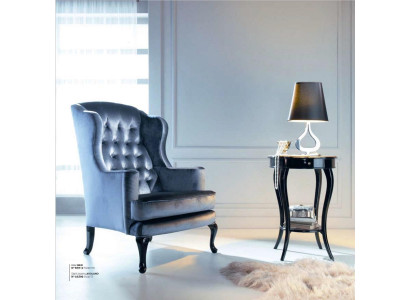 Armchair Wing Chair Seater Seat Fabric Blue Luxury Living room Classic Polyester
