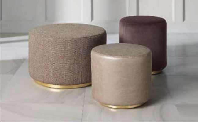 Group Stool Footstool Polyester Living room Seat Fabric Beige Luxury Seater 3pcs