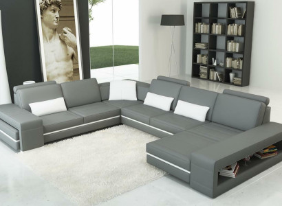 Leather Sofa Couch Living landscape U-shape Design Modern Sofa Corner Decor Sofas