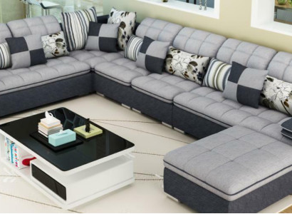 Furniture Living landscape Luxury Corner sofa U-shape Upholstery Sofas Relax Couch Textile Seat