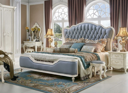 Bedroom Set Bed 2x Bedside table Console Beds Double 6pcs. Solid wood