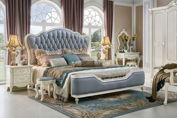 Bedroom Set Bed 2x Bedside table Console Beds Double 6pcs. Solid wood