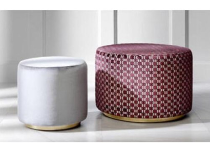 Group Stool Stool Bench seat Pouf Velvet Stool Fabric Round Wood Set 2pcs