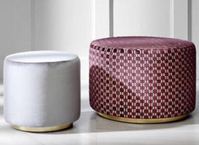 Group Stool Stool Bench seat Pouf Velvet Stool Fabric Round Wood Set 2pcs