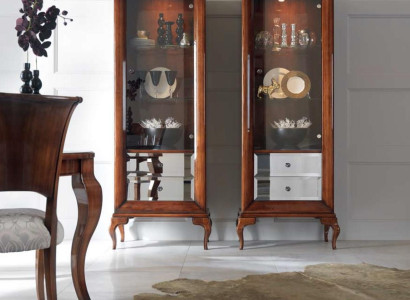 Display case Cabinets Showcases Wood Luxury Living room Furniture Wardrobe Brown Baroque new