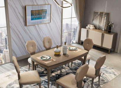 Suite Complete Set Dining table 4 Chairs Dining room Group Solid wood Table 5pcs