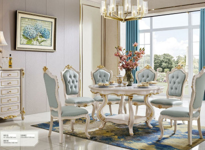 Classic r Dining table Solid wood Dining room Suite 6x Chair Set Chairs Lehn 7tlg