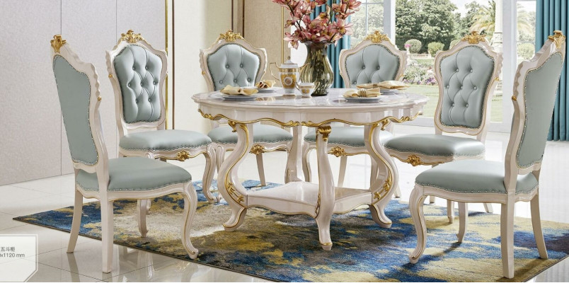 Classic r Dining table Solid wood Dining room Suite 6x Chair Set Chairs Lehn 7tlg