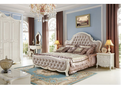 Bed Bedside table Dressing table Bedroom Stool Set 6 pcs. Solid wood