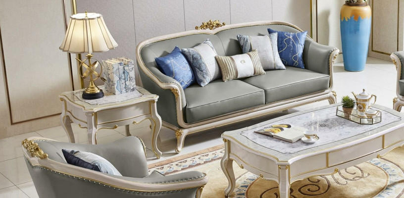 Leather sofa 3 2 seater set upholstered sofa designer sofa Solid wood
