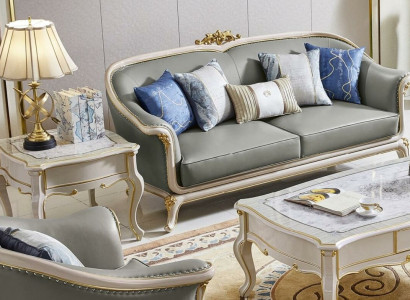 Leather sofa 3 2 seater set upholstered sofa designer sofa Solid wood