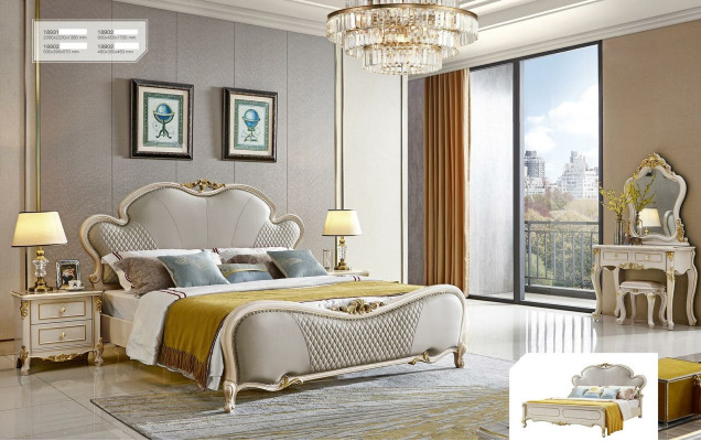 Bed Upholstery Beds Luxury Leather Hotel Sleep Room Double Solid wood new