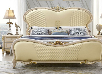 Designer Chesterfield Leather Double Luxury Bed Beds Sleep Room Solid wood