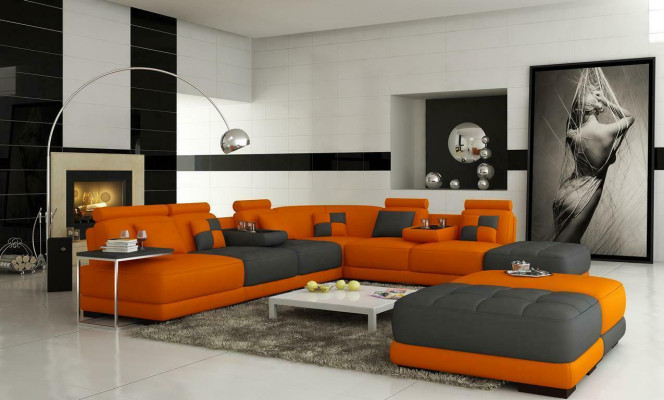 XXL Designer Living landscape Upholstery L-shape Corner sofa Corner Suite Sofa
