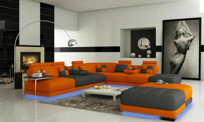 XXL Designer Living landscape Upholstery L-shape Corner sofa Corner Suite Sofa