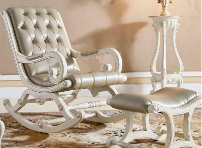 Chesterfield Baroque Rocking Chair Schwing Armchair Chair Leather Solid wood