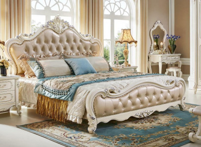 Luxury Bedroom Bed Double Upholstery Chesterfield Hotel Beds Solid wood