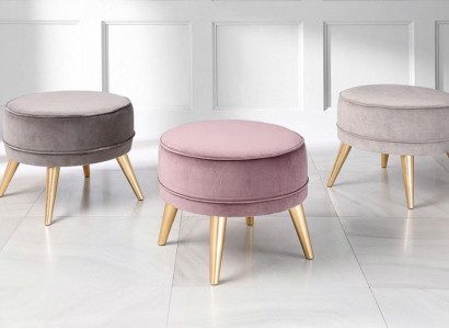Stool Stool Ottoman Pouf Modern Luxury Fabric Design Living room Pink Round