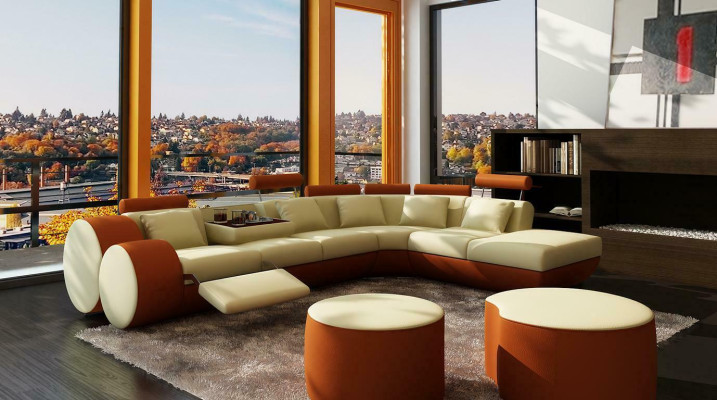 XXL Multifunction s Leather Couch Couch Big Sofa Upholstery Corner sofa Modern