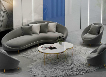 Corner sofa + Armchair Living landscape Relax Seat Design Couch Lounge Sofas Textile Velvet