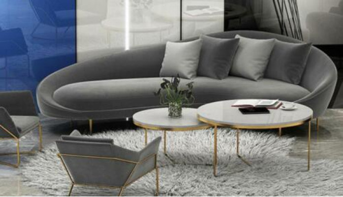 Corner sofa + Armchair Living landscape Relax Seat Design Couch Lounge Sofas Textile Velvet