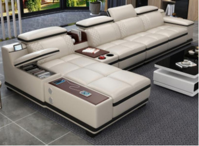 Corner sofa L-shape Living landscape Corner upholstered sofa Seat Design Couch Sofas White Sofa