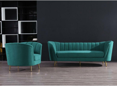 Living landscape Relax Velvet Seat Design Couch Lounge Sofa set 3+1 Seater Furniture