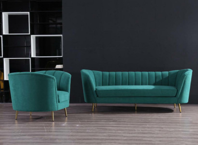 Living landscape Relax Velvet Seat Design Couch Lounge Sofa set 3+1 Seater Furniture