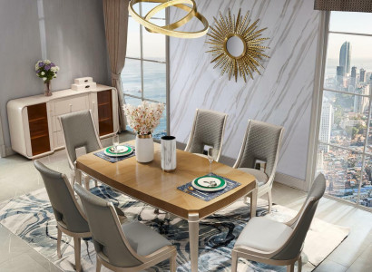 Dining room 6x Chair Set Chairs Upholstery Lehn Design Solid wood Group new