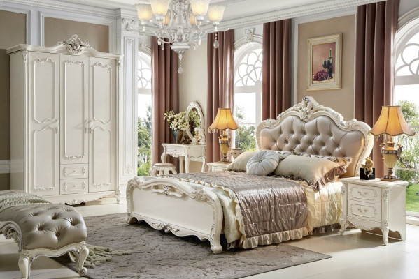 Classic s Rococo Baroque Style Beds Leather Chesterfield Double Hotel Bed Antique