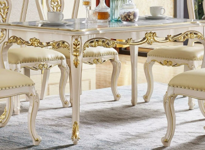 Baroque Dining table Table Living room Group Suite Wood Dining room Design Tables