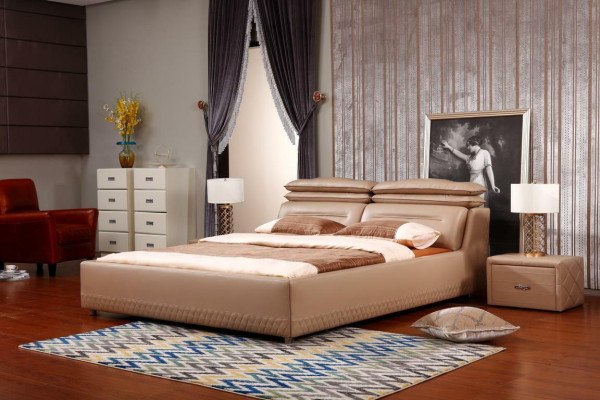 Modern Design Bed XXL Luxury Hotel Beds Style Double Leather 140 160