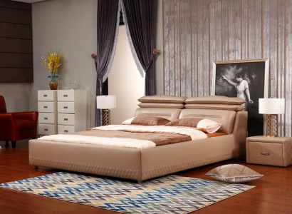 Modern Design Bed XXL Luxury Hotel Beds Style Double Leather 140 160