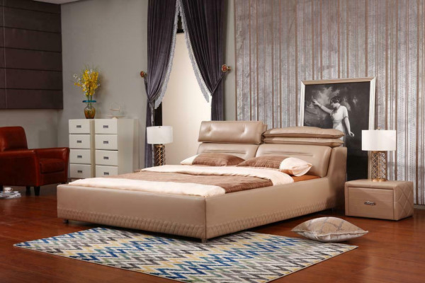 Modern Design Bed XXL Luxury Hotel Beds Style Double Leather 140 160
