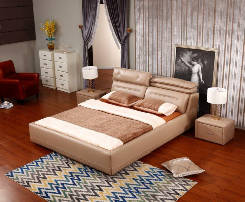 Modern Design Bed XXL Luxury Hotel Beds Style Double Leather 140 160