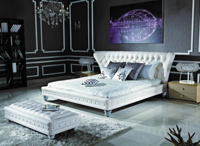 Designer Double bed Bed Beds Leather Chesterfield Hotel Luxury Bedroom