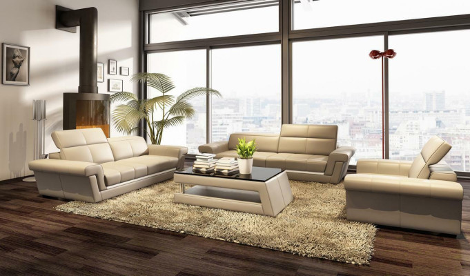 Leather sofa Couch Living landscape 3+2 Seater Design Modern Sofa 5136