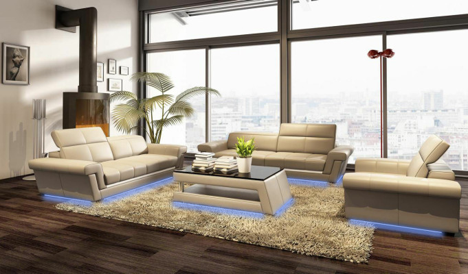Leather sofa Couch Living landscape 3+2 Seater Design Modern Sofa 5136