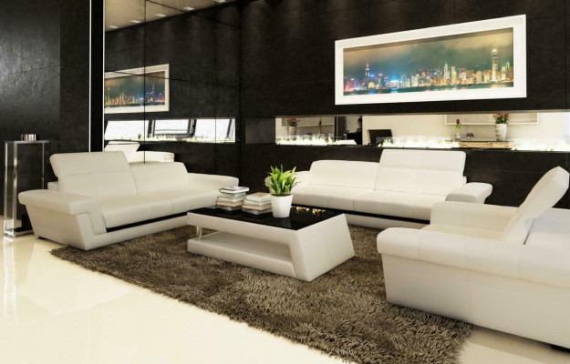 Leather sofa Couch Living landscape 3+2 Seater Design Modern Sofa 5136