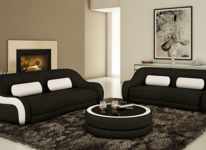 Sofa set Seat Leather Design XXL Upholstery Couch Set Suite 3+2 Seater