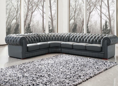 Classic Chesterfield Upholstery Seat Corner Leather Decor Suite Living landscape